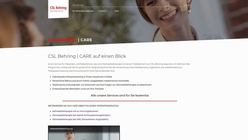 CSL Behring Care Webseite